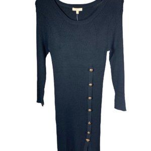 Appraisal Black Ribbed Bodycon Sweater Midi Long Sleeve Dress